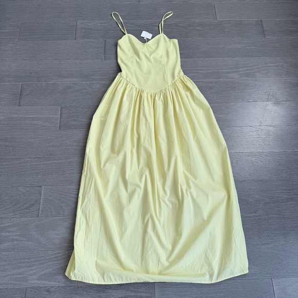 NWT ZARA Combination Poplin Yellow Maxi Dress Size M 5644/359 Bustier Drop Waist - Picture 14 of 16